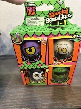 NEEDOH Spooky Squishkins 4-Pack Halloween toy ghost monster mush RARE schylling